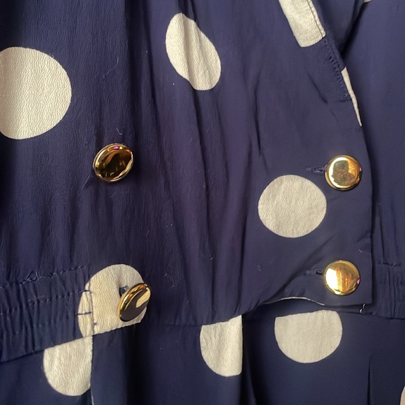Vintage Liz Claiborne navy polka dot double breasted short romper - Picture 4 of 9